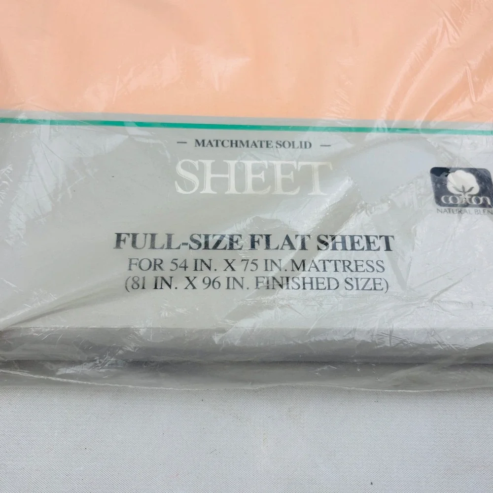 Vintage Sears Matchmate Solid Full Flat Sheet Coral Light Peach Perma-Prest New